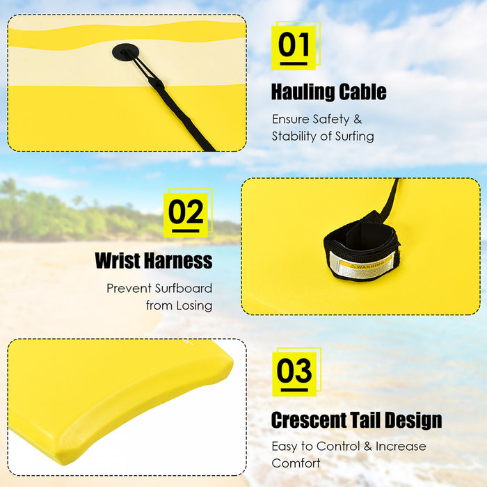 Goplus Body Board 33'' Super Lightweight Surfing Board W/ Leash Xpe Deck Eps Core