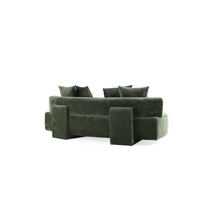 Verandah Mid-Century Modern 91\" Chenille Sofa in Olive Green