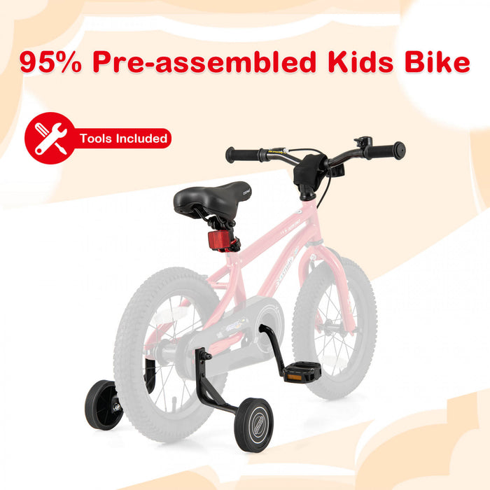 Costway 14-inch Kid's Bike For 3-5 Years Old With Adjustable Saddle & Anti-slip Handlebar Red