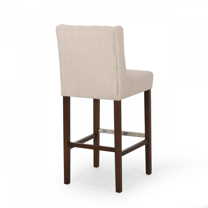 Bruce 30.5\" Counter Height Bar Stools Set Of 2 With Metal Legs And Fabric Upholstery, Beige