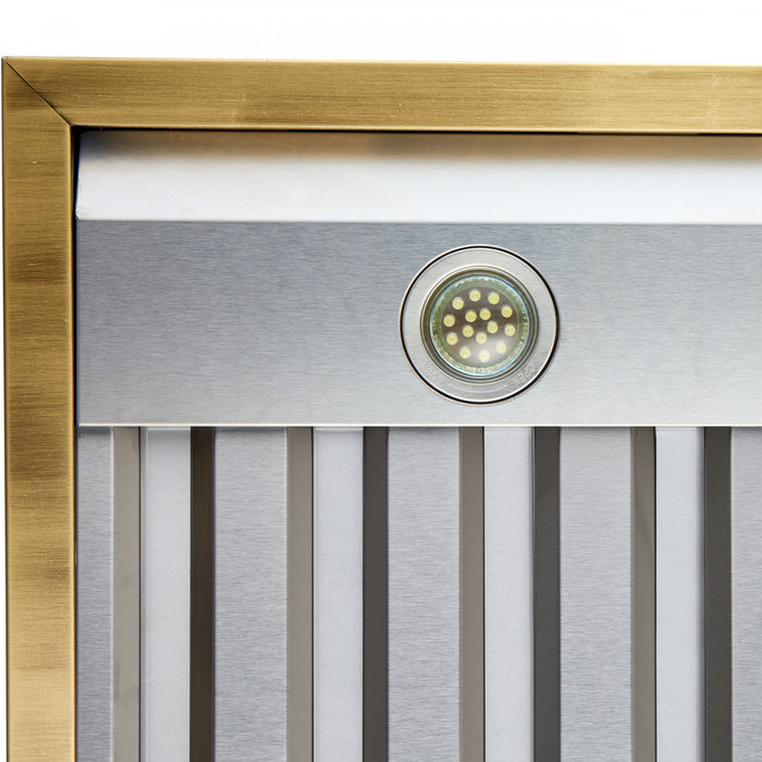 Forno Vittorio 36-Inch Wall Mount Range Hood, White with Antique Brass Trim-FRHWM5078-36BLK