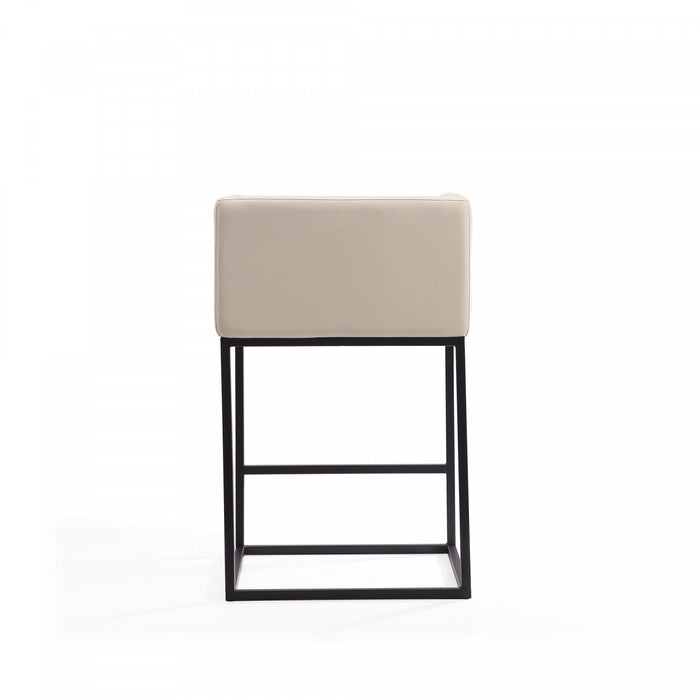 Embassy Mid-Century Modern Metal Upholstered Counter Stool in Cream - Set of 3