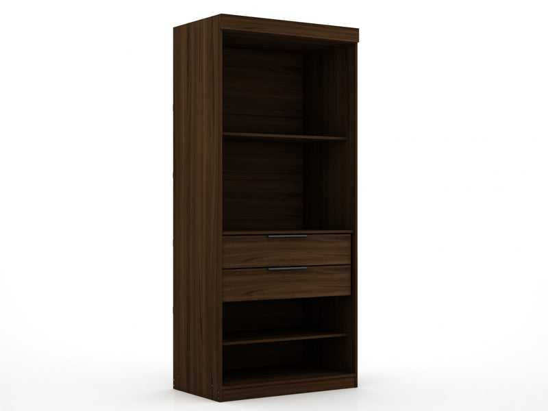 Mulberry Contemporary Modern 36\" Wardrobe Closet in Chestnut Brown - Set of 2