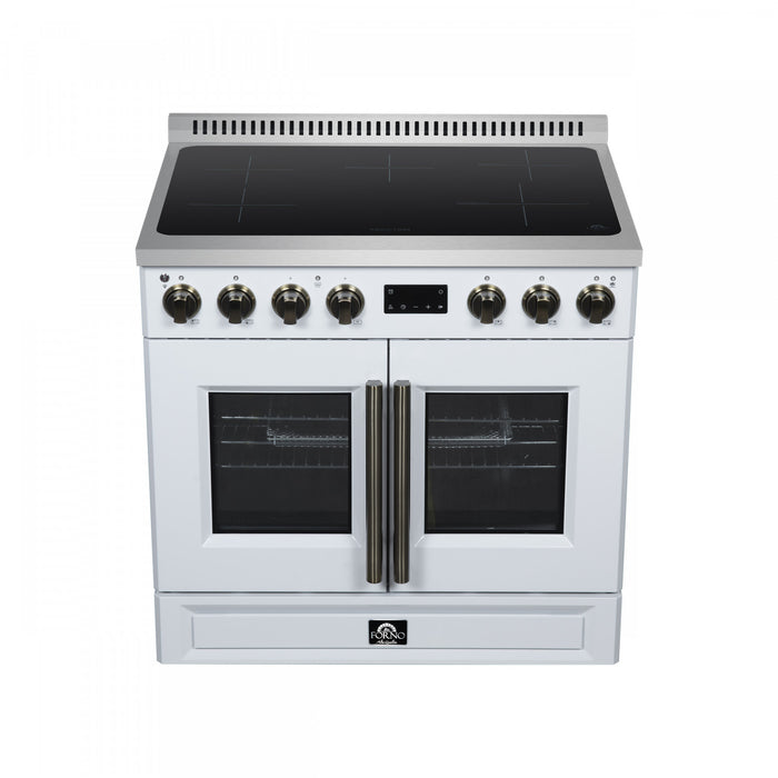 Forno Torino French Door 36 Inch White Induction Range, 5.36 cu.ft. - FFSIN0950-36WHT Electric Range