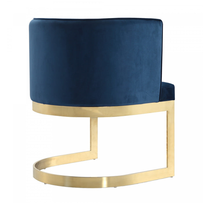 Aura Modern Velvet Metal Dining Chair in Royal Blue - Set of 2