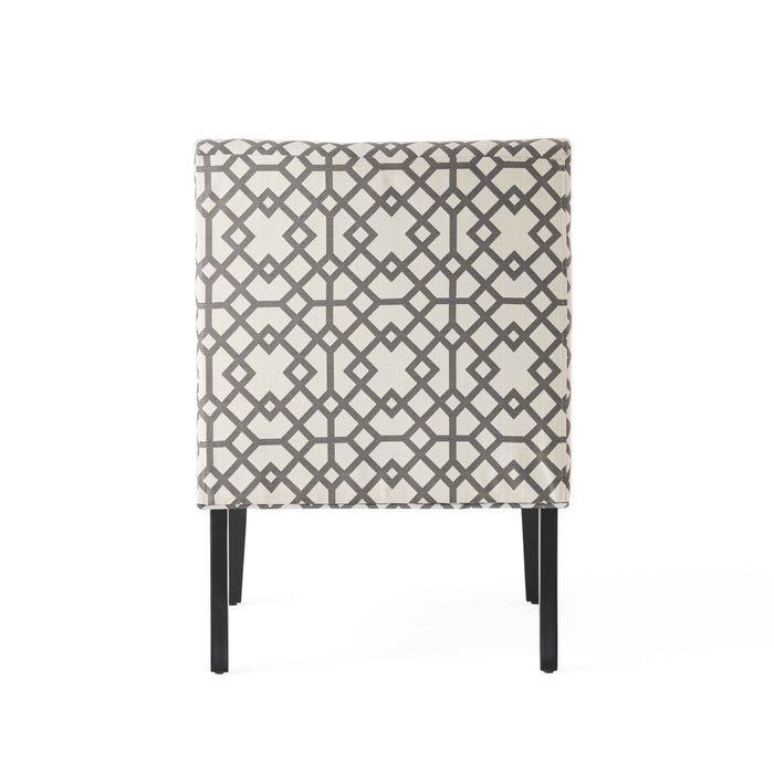 Oliver Linen-look Fabric Accent Chair Set Of 2 With Rubberwood Legs,Grey and Ivory
