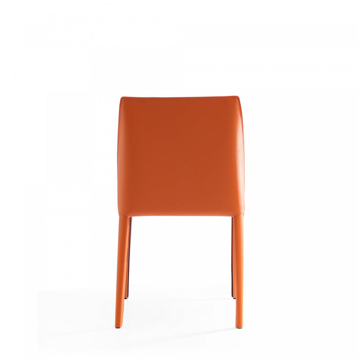 Paris Modern Vegan Leather Dining Chair in Coral - Set of 4