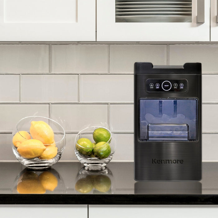 Kenmore Front-Load Countertop Ice Maker 26lb/24hr Black Stainless Steel