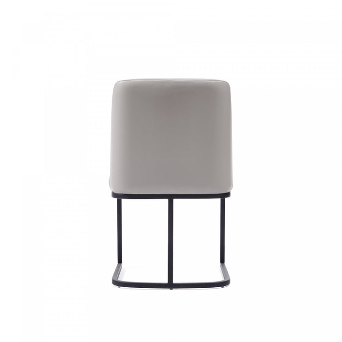 Serena Modern Metal Vegan Leather Dining Chair in Light Gray - Set of 2