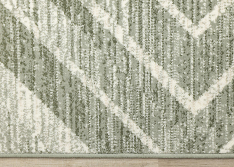 Florence Green White Distressed Chevron Design Rug, 7'9\" x 10'6\" Indoor Area Rug