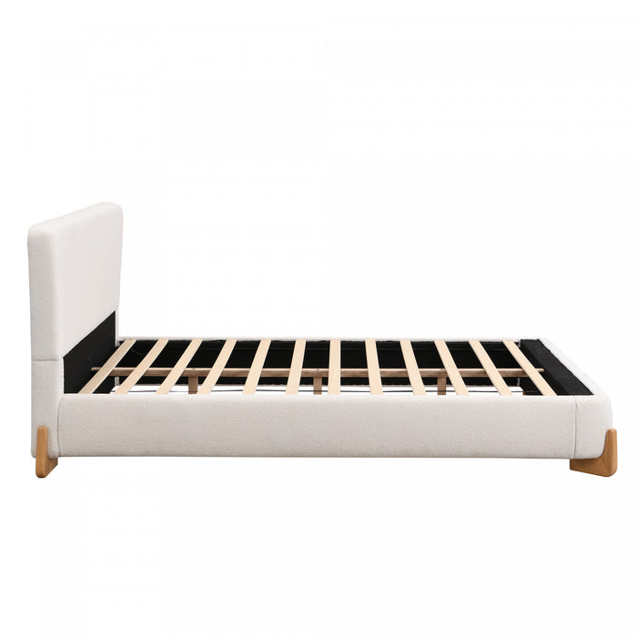 Olivia Elegant Comfortable Upholstered Bed,King Size,White King Bed