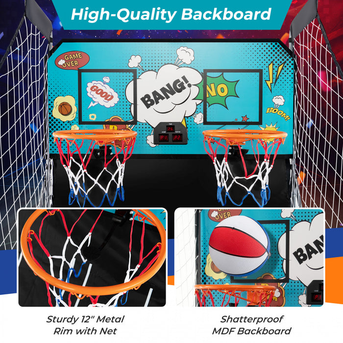 Costway Dual Shot Basketball Arcade Game With 8 Game Modes Electronic Scoring Green