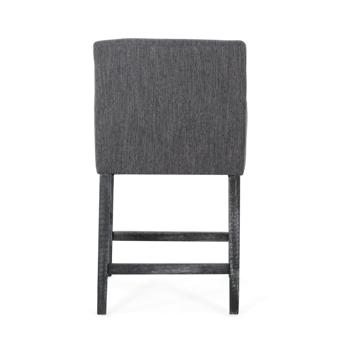 Lewis 26\" Seat Height Counter Stools Set Of 2 With Upholstered Fabric And Solid Wood Legs, Charcoal