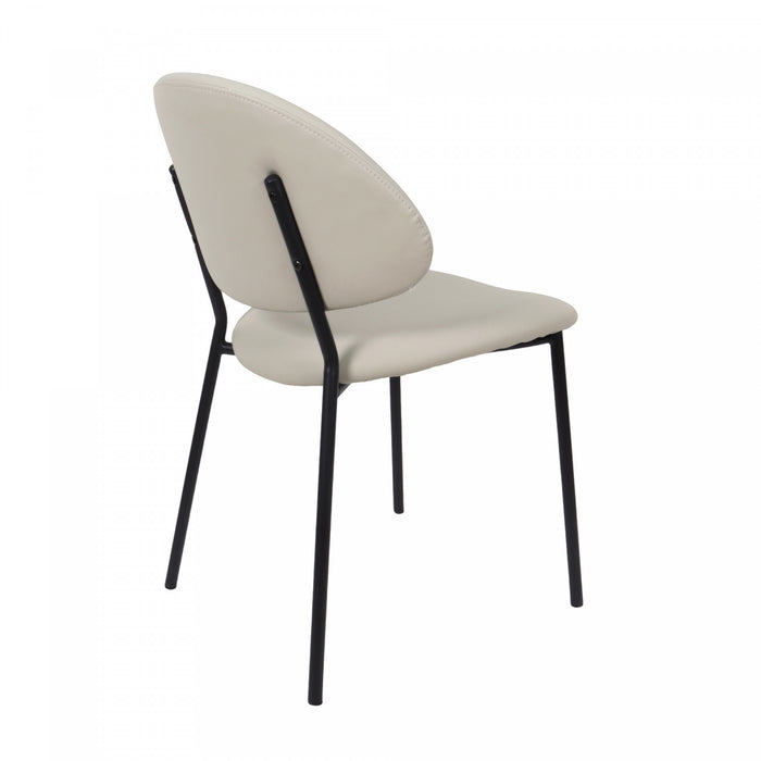 Haven Contemporary Modern Vegan Leather Metal Side Chair in Stone Gray - Set of 4