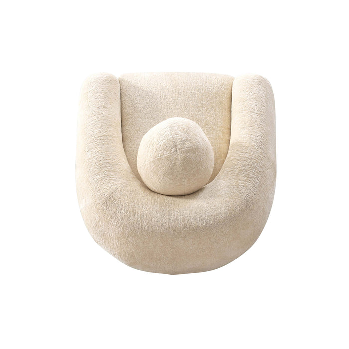 Tribeca Mid-Century Modern Chenille Lounge Chair in Cream