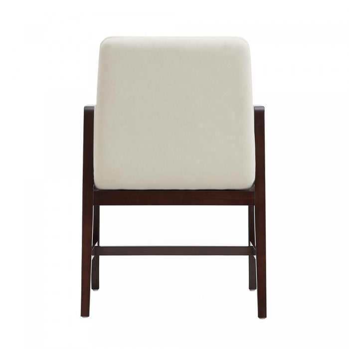 Stella Modern Velvet Wood Armchair in Cream - Set of 4