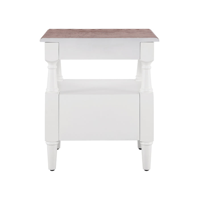 Emma 2-Drawer Wooden Bedroom Nightstand with Non-Slip Feet, Milk White