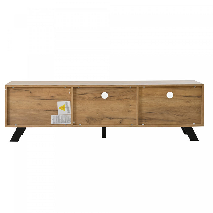 Lucas TV Stand with Storage Drawers and Open Shelving,Natural