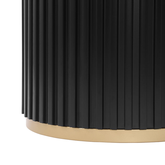 Voss Modern Round Dining Table with Ash Veneer Tabletop & Metal Base, Black