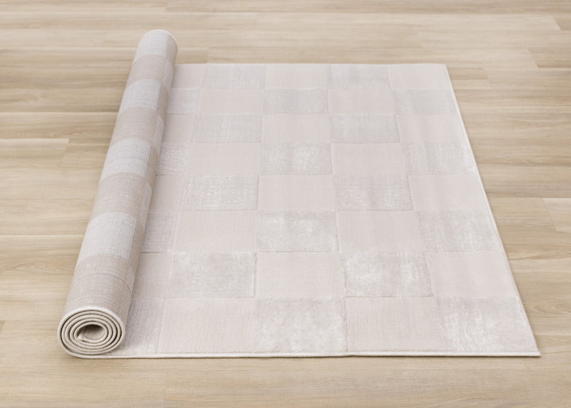 Leonardo White Grey Checkered Area Rug - 7'10\" x 10'6\"