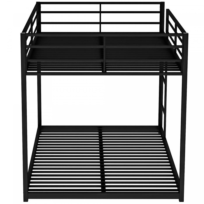 John Metal Low Bunk Bed with Ladder,Full over Full Size,Black