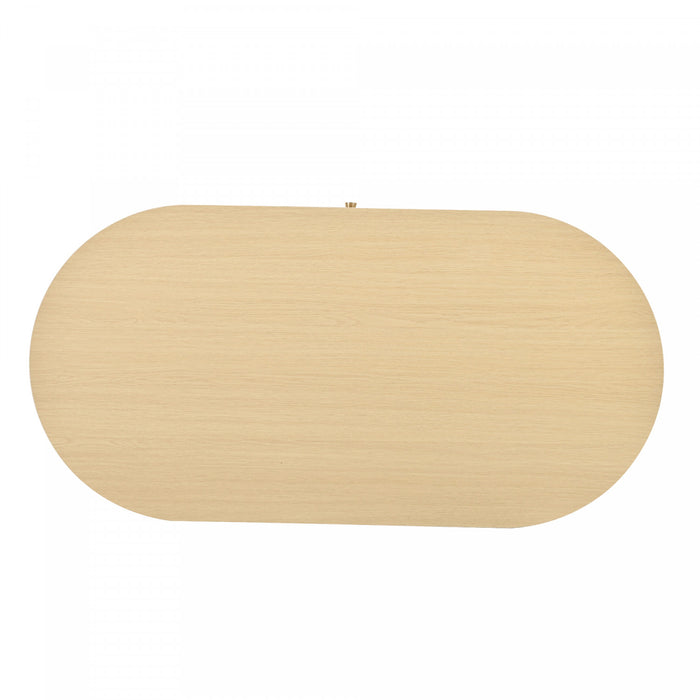 Grain 39.3 Inch Walnut Coffee Table with Roll-Up Door and Acrylic Drawer, Natural Walnut
