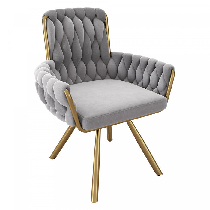 Timothy Velvet Swivel Dining Chairs with Tufted Upholstered and Metal Legs Set of 4, Grey