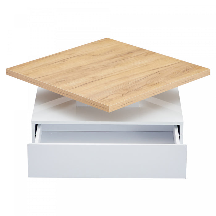 Liam Rotating Coffee Table with 360° Swivel Top,White