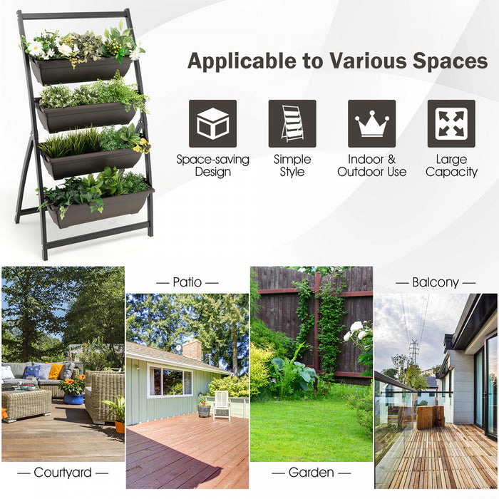 Costway 4 Ft 4-tier Vertical Raised Garden Bed Elevated Planter Box W/4 Container Boxes