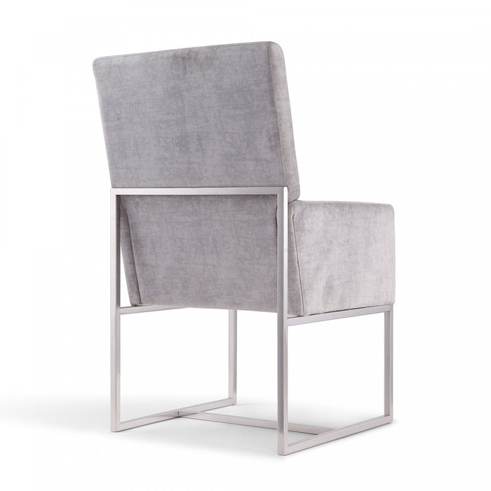 Element Modern Velvet Metal Dining Chair in Gray - Set of 2