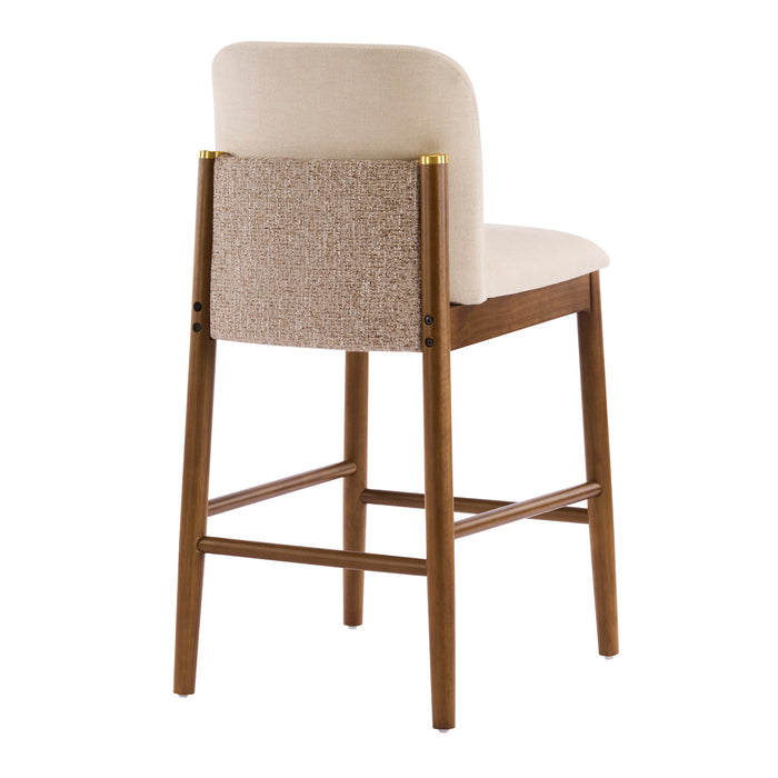 Lois Rubber Wood Counter Stool Set of 4 with Upholstered Seat and Footrest,Beige