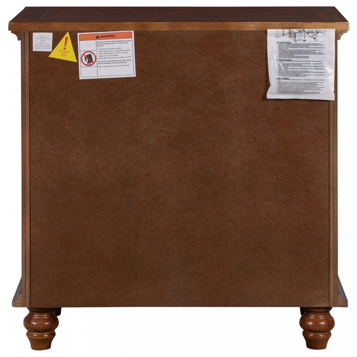 U_Style 27.6 Inch Painted Nightstand with Pull-Out Tray and 3 Drawers, Brown