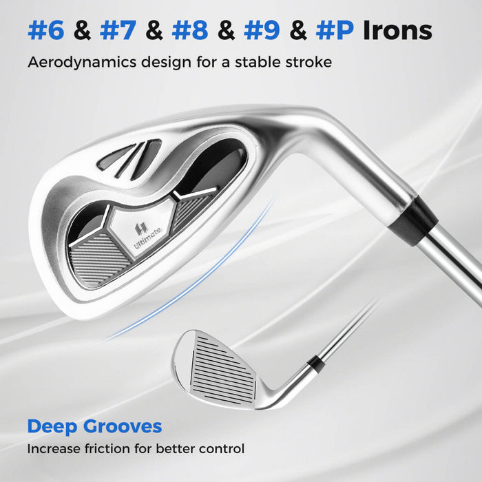 Costway Men's Complete Golf Clubs Package Set 10 Pieces Includes Alloy Driver Black