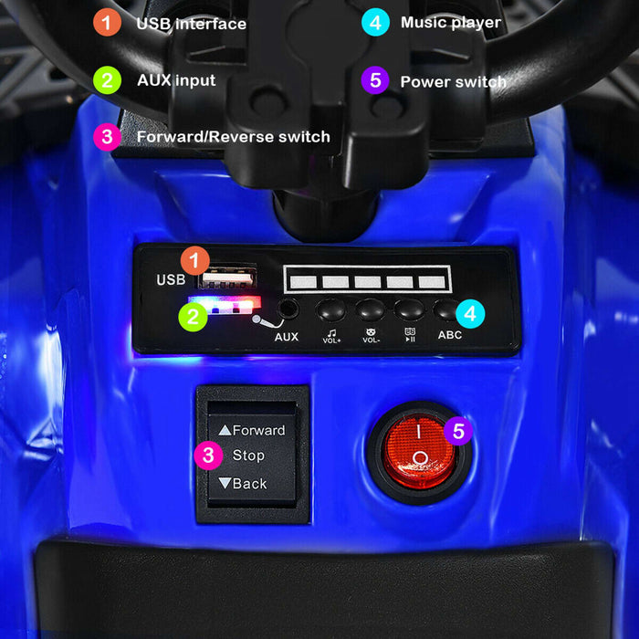 6v Battery Powered Kids Ride On Atv 4-wheeler Quad W/ Mp3 & Led Headlight Blue