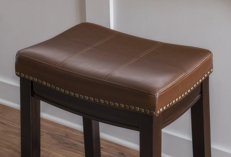 Claridge Faux Leather Backless Counter-Height Stool - Cognac