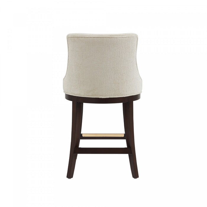 Lucia Modern Wood Chenille Counter Stool in Natural Bar Stool