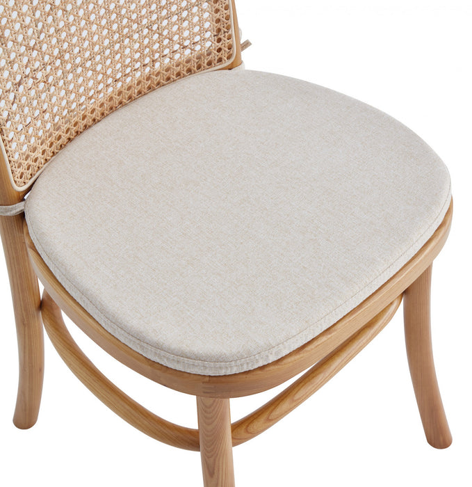 Paragon Industry Chic Cane Back Wood Upholstered Dining Chair in Oatmeal - Set of 4