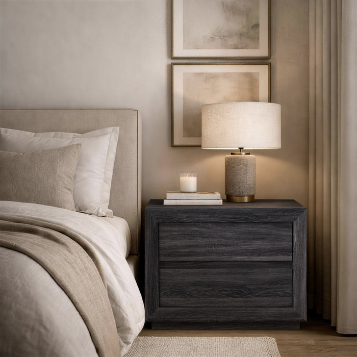 Soren Contemporary 32\" Nightstand in Charcoal Gray (2-Drawer)