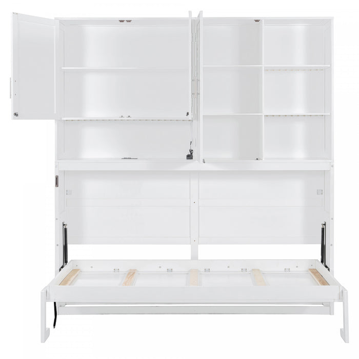 Ethan Space-Saving Murphy Bed with Storage and Foldable Design,Twin Size,White Twin Bed