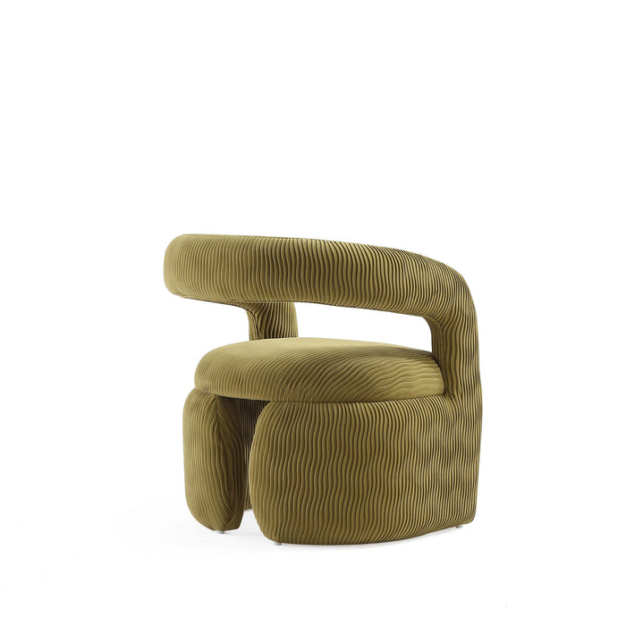 Corvette Mid-Century Modern Velvet Lounge Chair in Olive Green