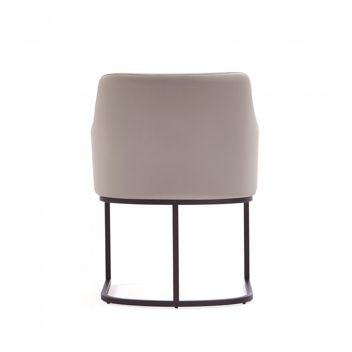 Serena Modern Metal Vegan Leather Armchair in Light Gray - Set of 2 Dining Chair
