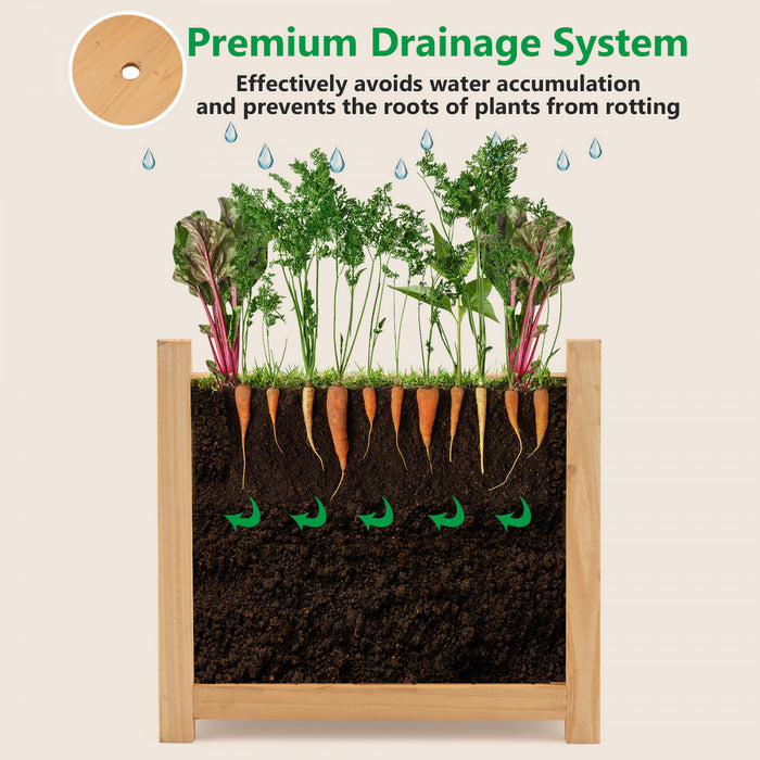 Costway 15\" Wooden Planter Box Elevated Outdoor Folding Planter With Removable Bottom