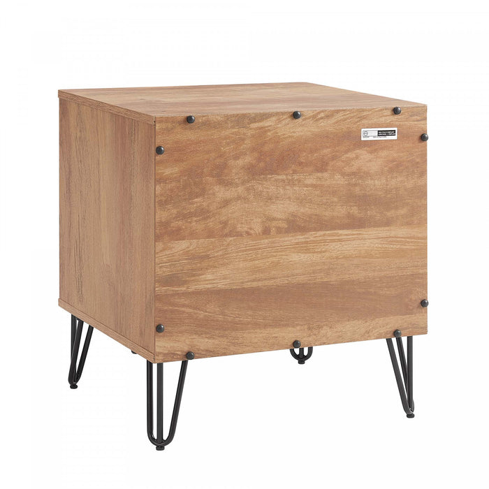 Dumbo Modern 20\" Fluted Nightstand in Golden Brown (2-Drawer) - Set of 2
