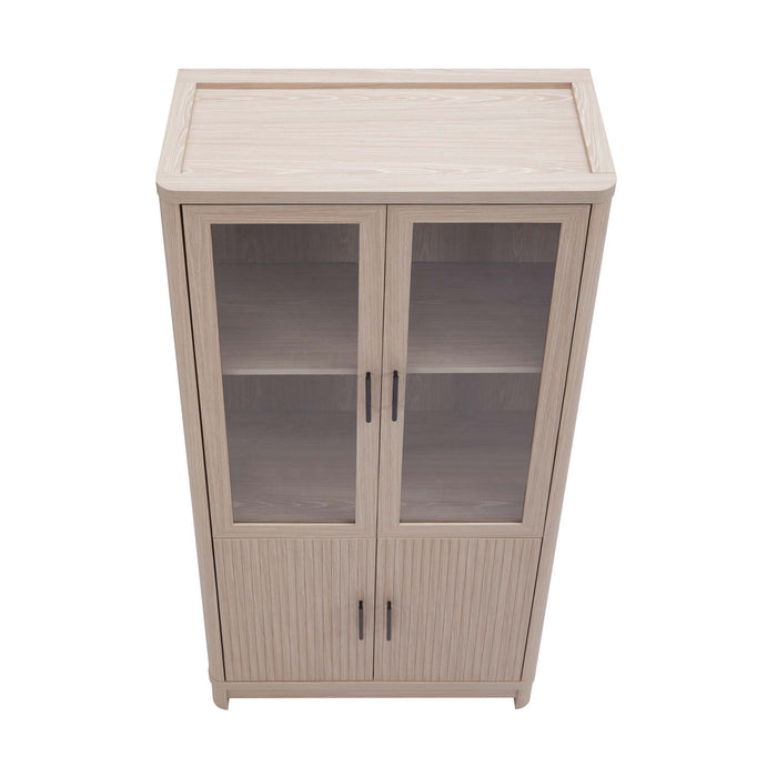 Jodie Mid-Century Modern 31\" Bookcase Cabinet in Whitewashed Oak (6-Shelf) - Set of 3