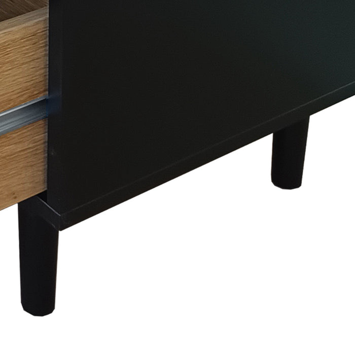 59\" Mila Modern 6 Drawer Rattan Storage Cabinet with Engineered Wood Frame - Black