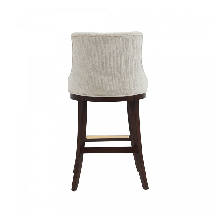 Lucia Modern Chenille Wood Upholstered Barstool in Natural - Set of 2