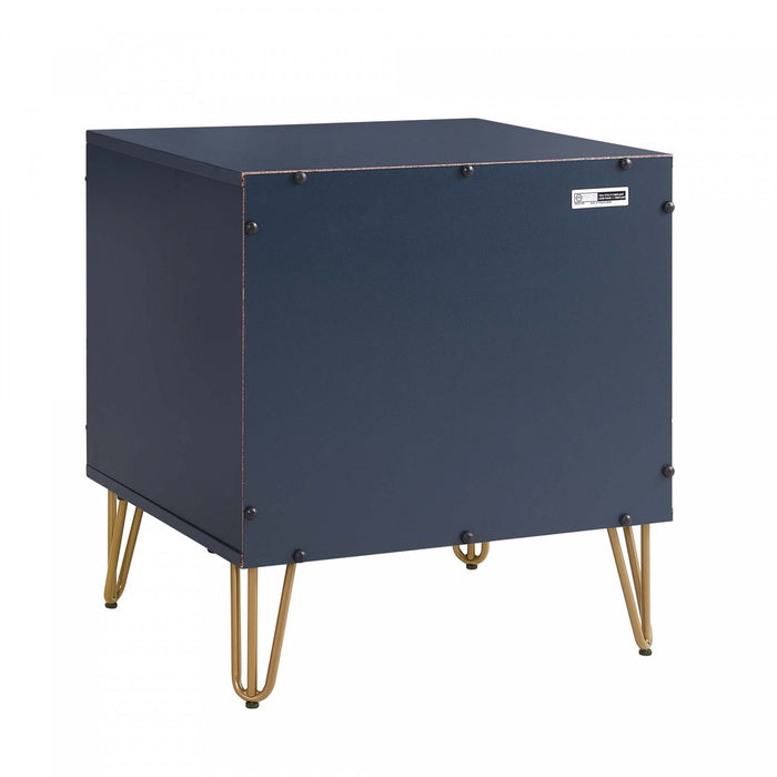 Dumbo Modern 20\" Fluted Nightstand in Midnight Blue (2-Drawer) - Set of 2