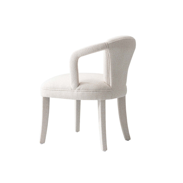 Palmer Mid-Century Modern Upholstered Tweed Armchair in Ivory - Set of 2 Dining Chair