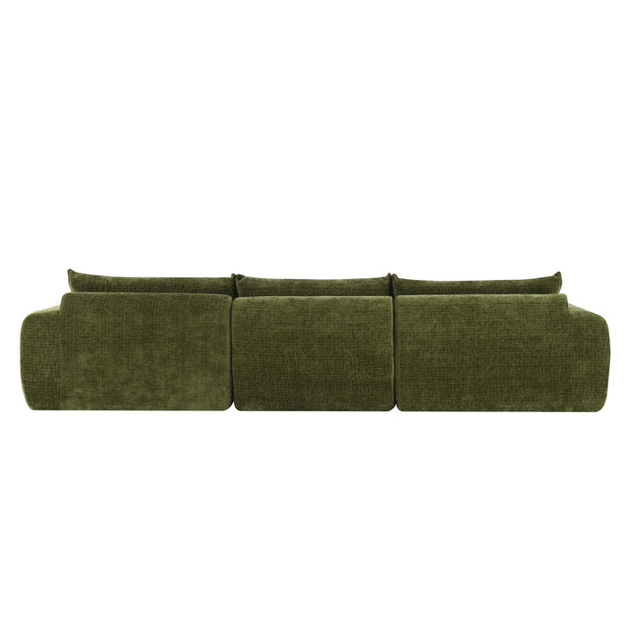 Cloud 116 Inch Modular Sectional Sofa with Ottoman and Legless Design, Green