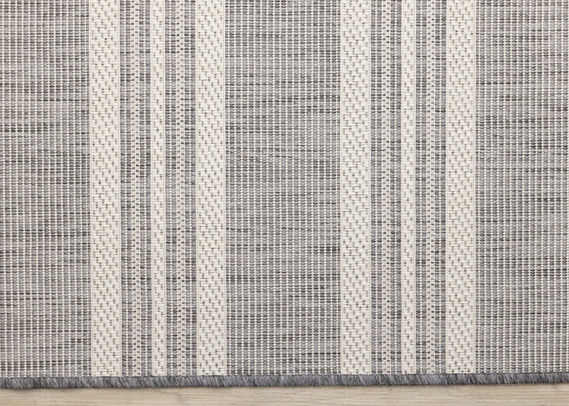 Jackson Cream Taupe Banded Stripes Rug, 5'3\" x 7'7\" Outdoor Area Rug